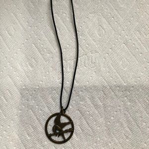 Lions Gate Films Hunger Games Mockingjay Brass Medallion pendant on Black Cord